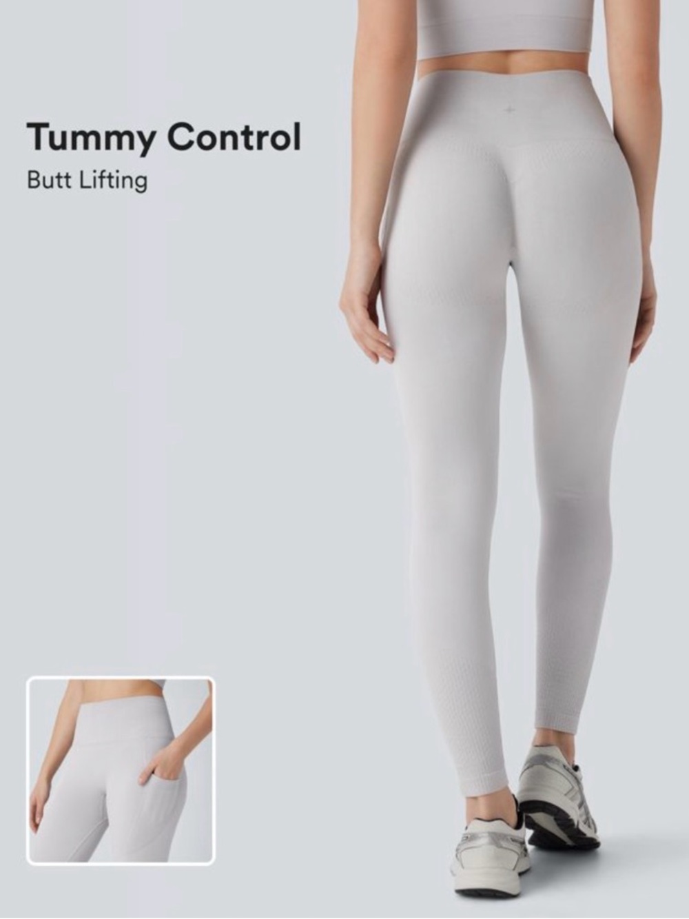 HALARA High-Rise Tummy Control Leggings - Light Gray
